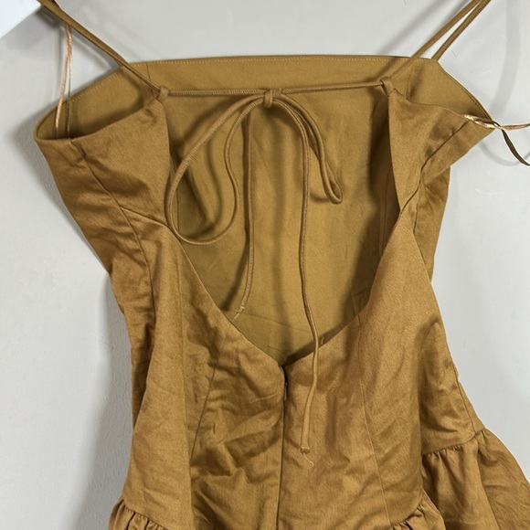 Anthropologie Maeve Drop Waist Mini Dress Brown Open Back Fit Flare Sz XS NEW - Picture 7 of 14
